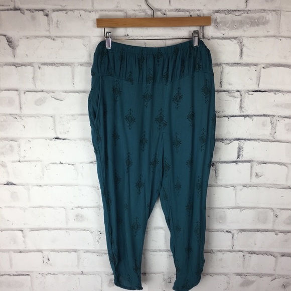 Free People Pants - Free People turquoise print harem pants